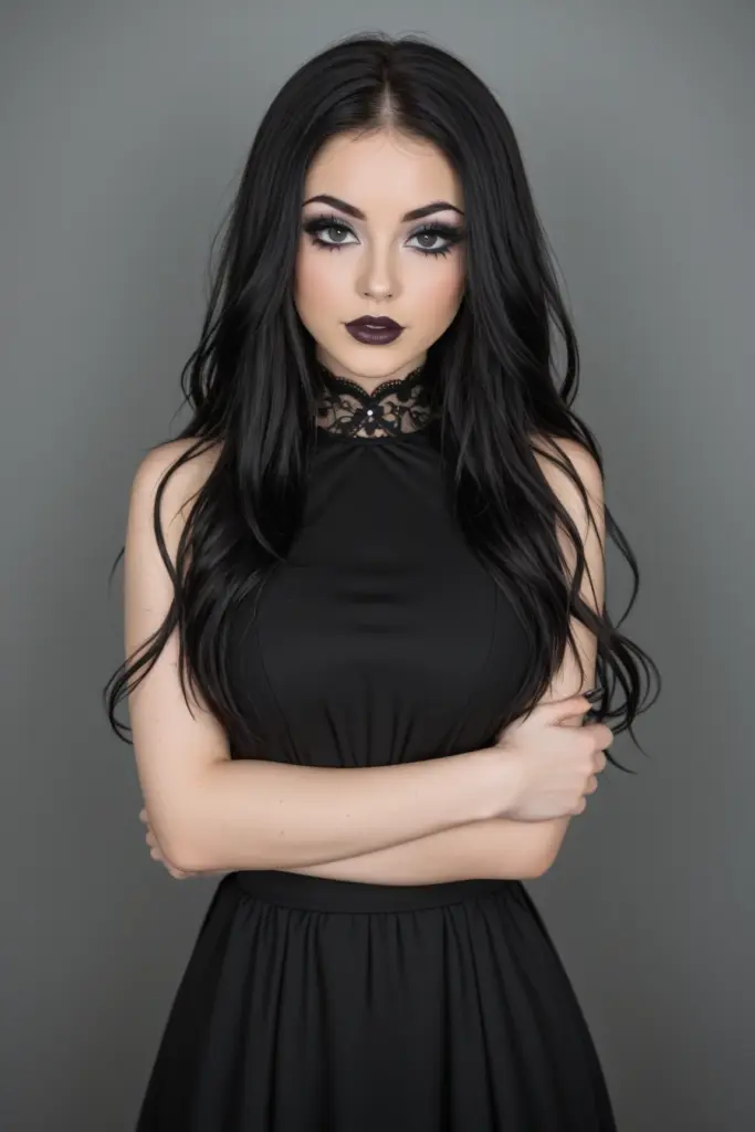 Gothic woman with arms crossed