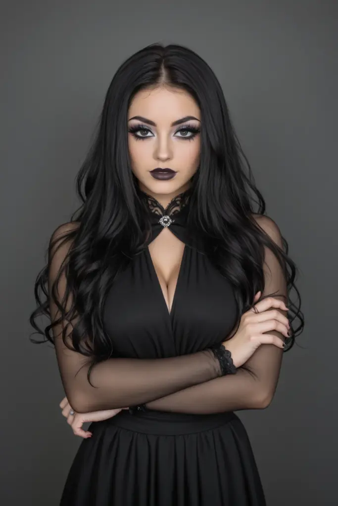 Gothic woman with arms crossed