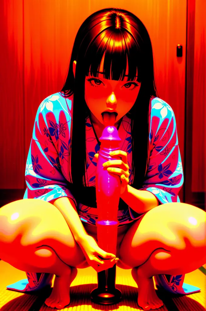 Kimono girl masturbating